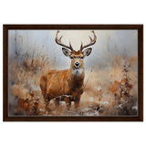 Majestic Stag – Wildlife Deer Portrait Wall Art Print - Framed Canvas - 40x60 cm / 16x24″ - Dark wood frame