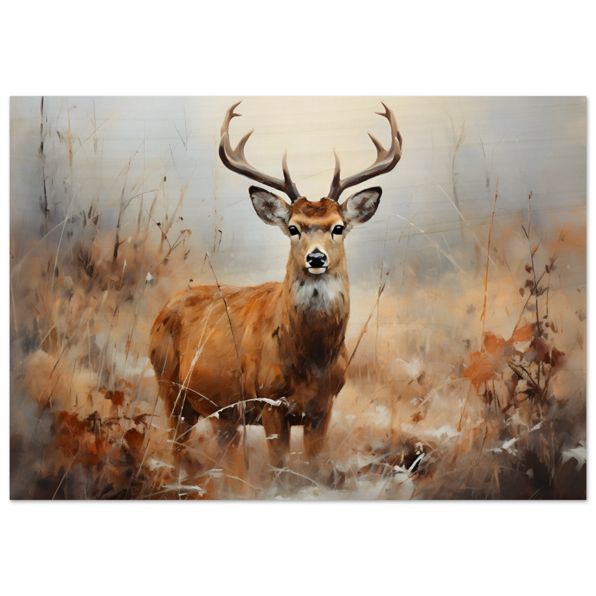 Majestic Stag – Wildlife Deer Portrait Wall Art Print - Wood Prints - 70x100 cm / 28x40″ - 