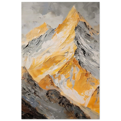 Majesty in the Heights | Impressionist Mountain Landscape - Wood Prints - 30x45 cm / 12x18″ - 