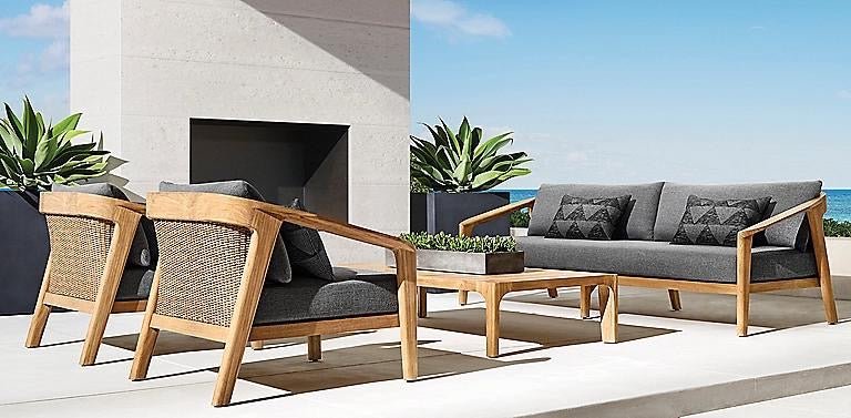 Malta Teak Rattan Sofa - Charcoal - Single - 