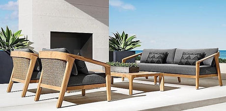 Malta Teak Rattan Sofa - Charcoal - Single - 