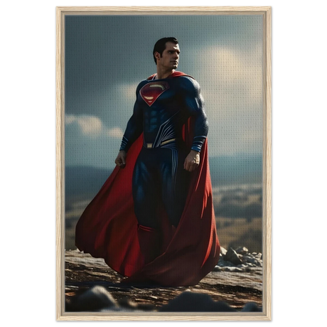 "Man of Steel: Legacy Stands" – Cinematic Digital Character Art| Superman Wall art - Framed Canvas - 60x90 cm / 24x36″ - Wood frame