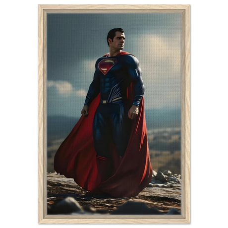 "Man of Steel: Legacy Stands" – Cinematic Digital Character Art| Superman Wall art - Framed Canvas - 40x60 cm / 16x24″ - Wood frame