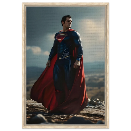 "Man of Steel: Legacy Stands" – Cinematic Digital Character Art| Superman Wall art - Framed Canvas - 50x75 cm / 20x30″ - Wood frame