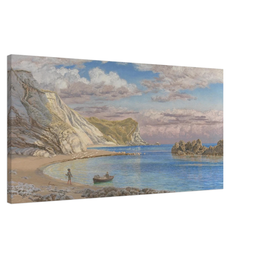 Man of War Rocks, Coast of Dorset by John Brett | Victorian Coastal Panoramic Landscape Stretched Canvas Print - 50x100 cm / 20x40″ - 