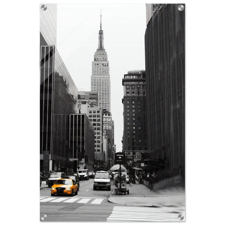 Manhattan Moments - Empire State Tower and Yellow Cab - Acrylic Print - 50x75 cm / 20x30″ - 
