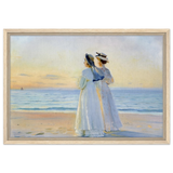 Marie Dinesen And Anna Bitch on Skagen Nordstrand by Michael Peter Ancher | Wall art Print - Framed Canvas - 40x60 cm / 16x24″ - Wood frame
