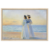 Marie Dinesen And Anna Bitch on Skagen Nordstrand by Michael Peter Ancher | Wall art Print - Framed Canvas - 50x75 cm / 20x30″ - Wood frame