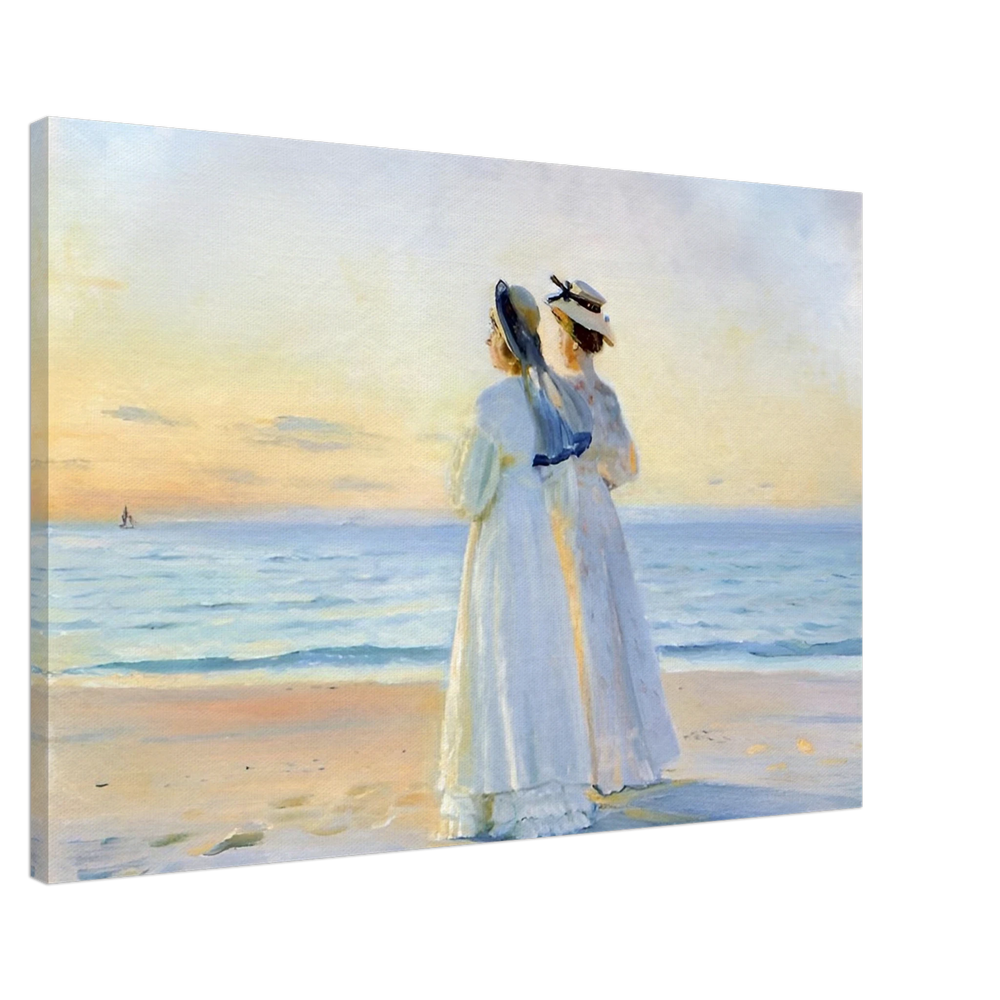 Marie Dinesen And Anna Bitch on Skagen Nordstrand by Michael Peter Ancher | Wall art Print - Canvas - 60x90 cm / 24x36″ - 