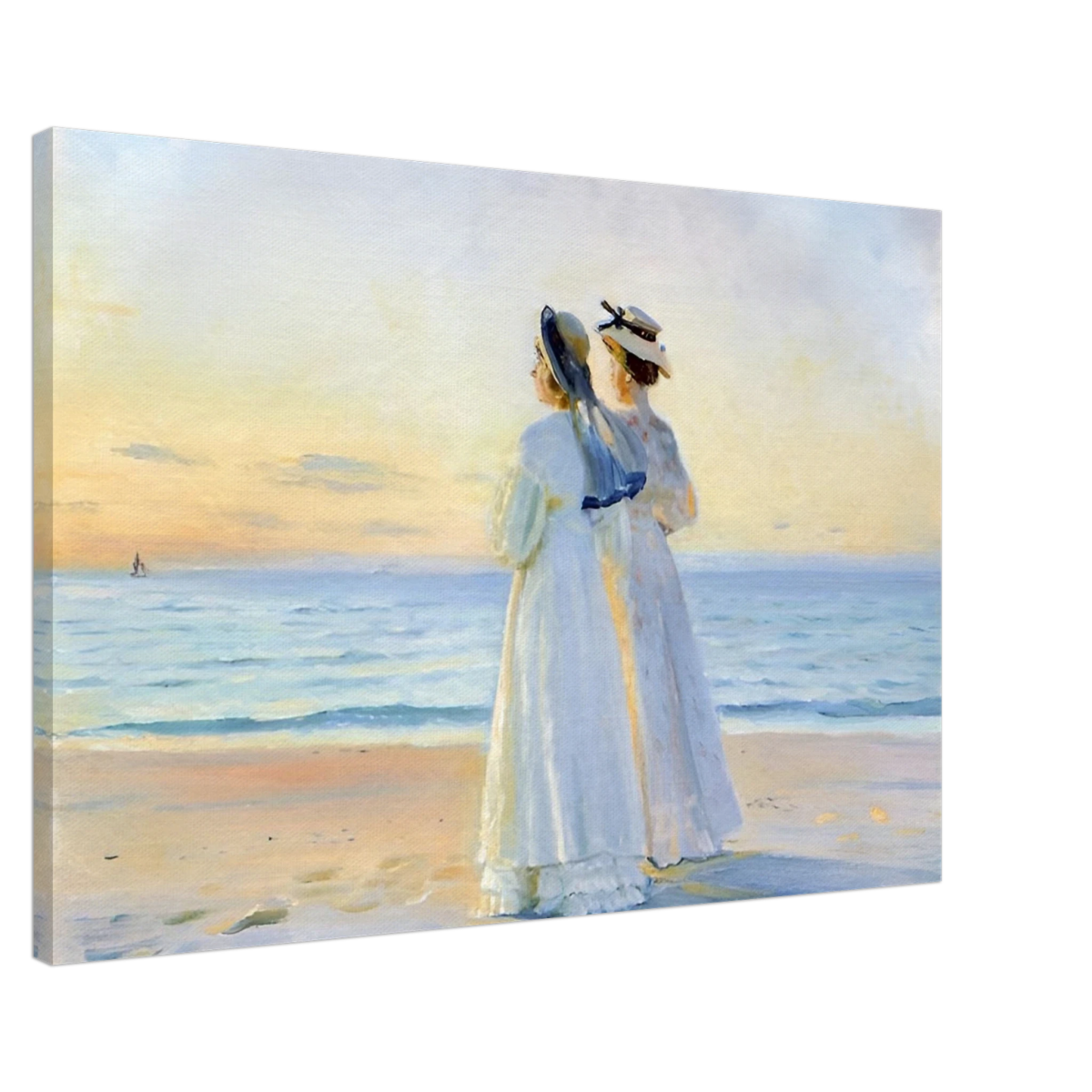 Marie Dinesen And Anna Bitch on Skagen Nordstrand by Michael Peter Ancher | Wall art Print - Canvas - 60x90 cm / 24x36″ - 
