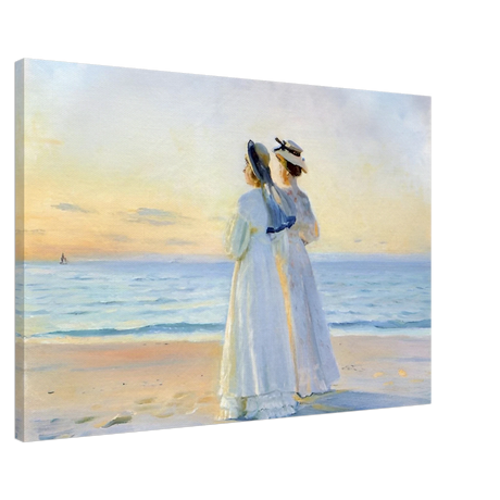 Marie Dinesen And Anna Bitch on Skagen Nordstrand by Michael Peter Ancher | Wall art Print - Canvas - 60x90 cm / 24x36″ - 