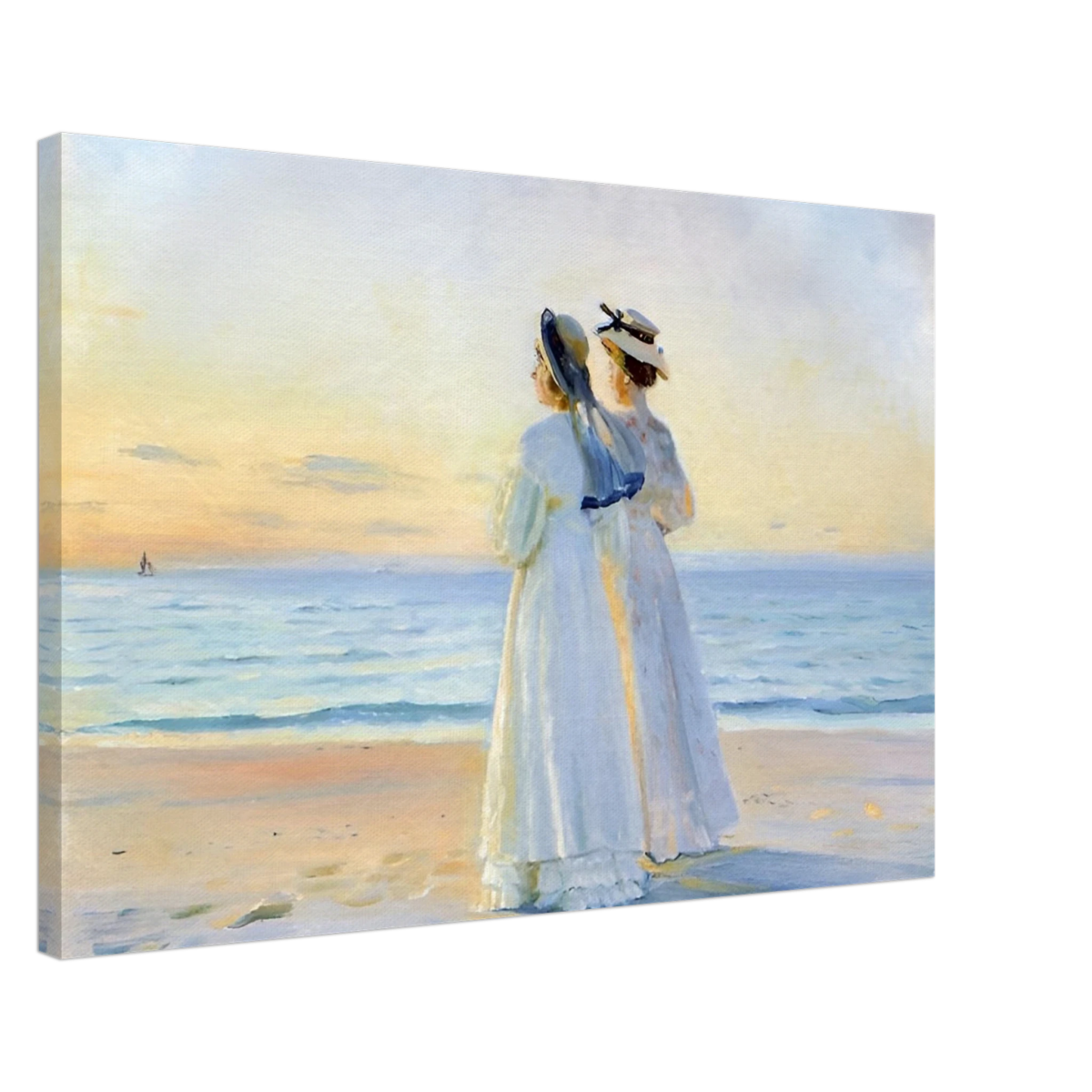 Marie Dinesen And Anna Bitch on Skagen Nordstrand by Michael Peter Ancher | Wall art Print - Canvas - 50x75 cm / 20x30″ - 