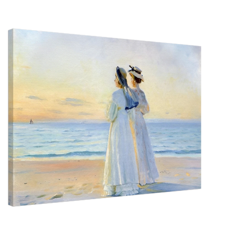 Marie Dinesen And Anna Bitch on Skagen Nordstrand by Michael Peter Ancher | Wall art Print - Canvas - 50x75 cm / 20x30″ - 