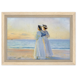 Marie Dinesen And Anna Bitch on Skagen Nordstrand by Michael Peter Ancher | Wall art Print - Framed Canvas - 20x30 cm / 8x12″ - Wood frame