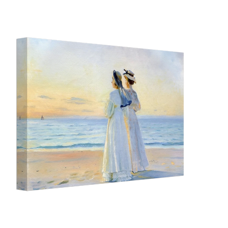 Marie Dinesen And Anna Bitch on Skagen Nordstrand by Michael Peter Ancher | Wall art Print - Canvas - 20x30 cm / 8x12″ - 