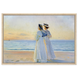 Marie Dinesen And Anna Bitch on Skagen Nordstrand by Michael Peter Ancher | Wall art Print - Framed Canvas - 60x90 cm / 24x36″ - Wood frame