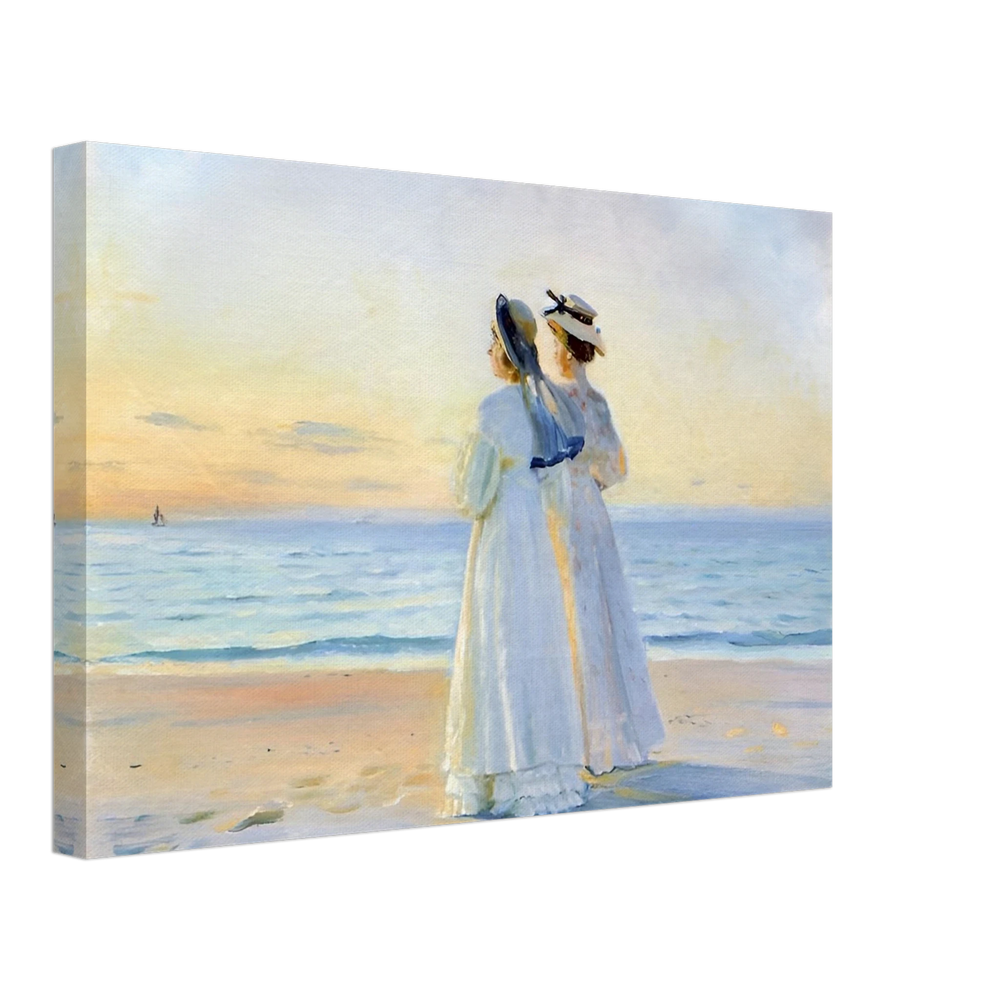 Marie Dinesen And Anna Bitch on Skagen Nordstrand by Michael Peter Ancher | Wall art Print - Canvas - 30x45 cm / 12x18″ - 
