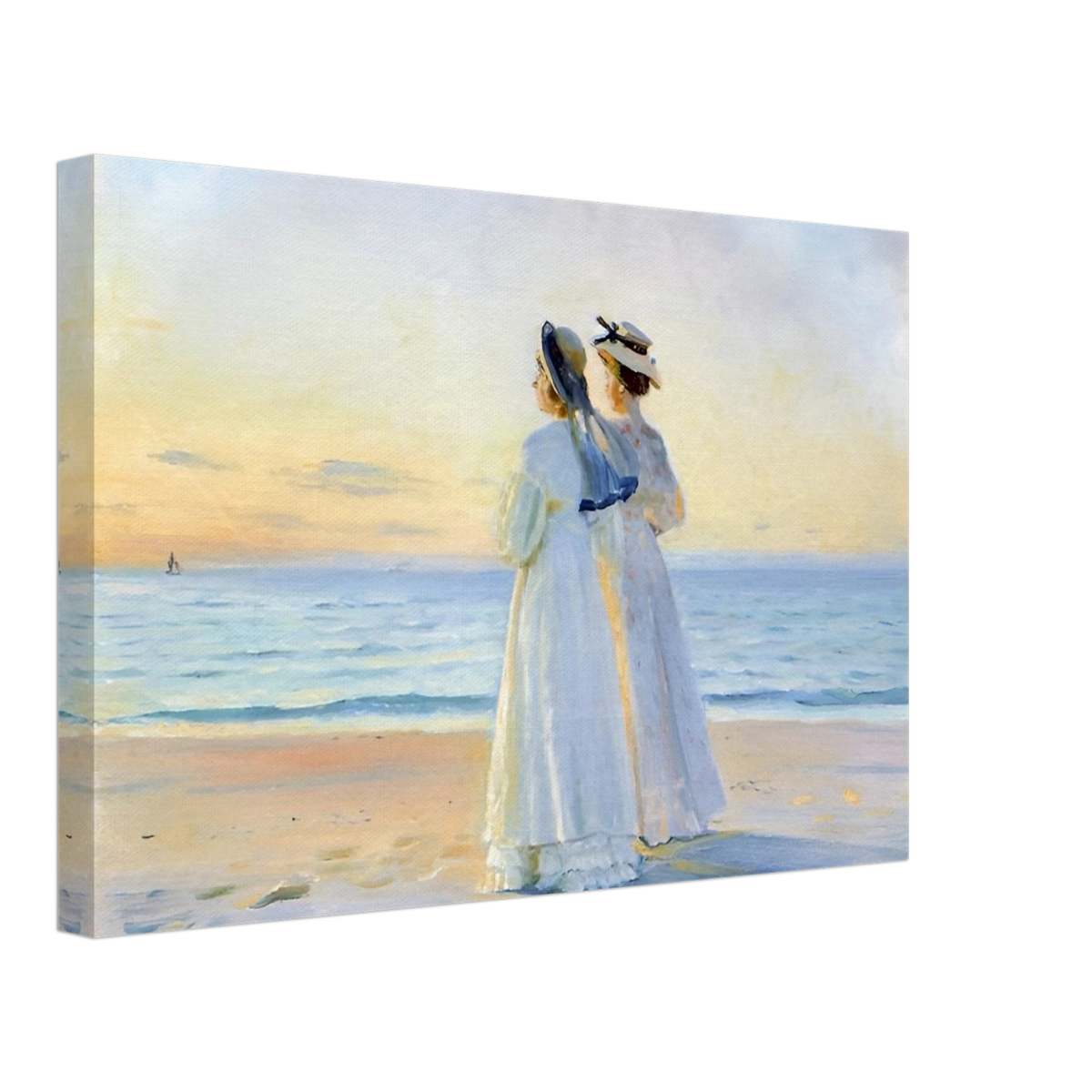 Marie Dinesen And Anna Bitch on Skagen Nordstrand by Michael Peter Ancher | Wall art Print - Canvas - 30x45 cm / 12x18″ - 