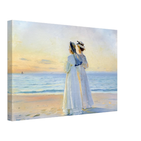 Marie Dinesen And Anna Bitch on Skagen Nordstrand by Michael Peter Ancher | Wall art Print - Canvas - 30x45 cm / 12x18″ - 