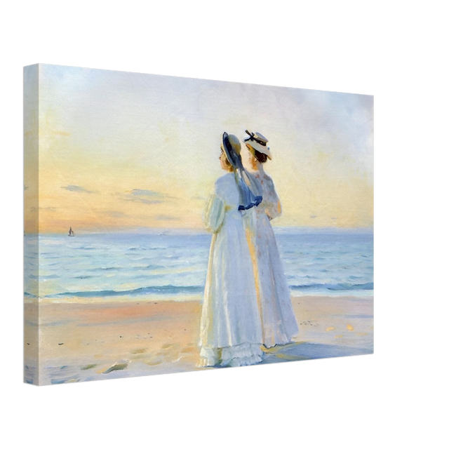 Marie Dinesen And Anna Bitch on Skagen Nordstrand by Michael Peter Ancher | Wall art Print - Canvas - 30x45 cm / 12x18″ - 