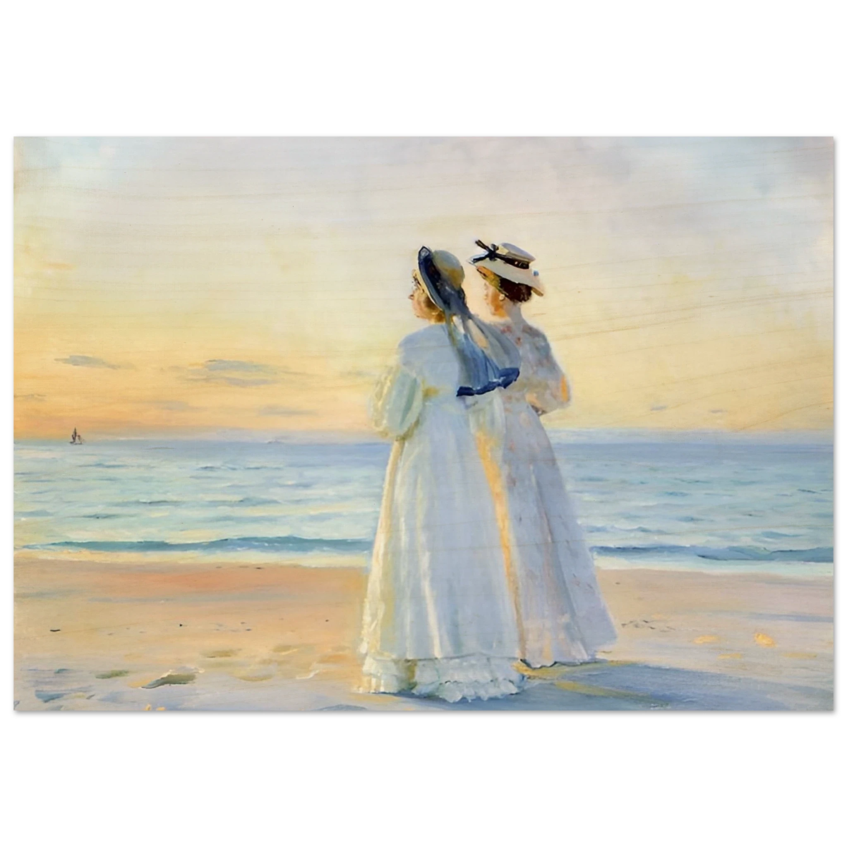 Marie Dinesen And Anna Bitch on Skagen Nordstrand by Michael Peter Ancher | Wall art Print - Wood Prints - 70x100 cm / 28x40″ - 