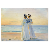 Marie Dinesen And Anna Bitch on Skagen Nordstrand by Michael Peter Ancher | Wall art Print - Wood Prints - 70x100 cm / 28x40″ - 