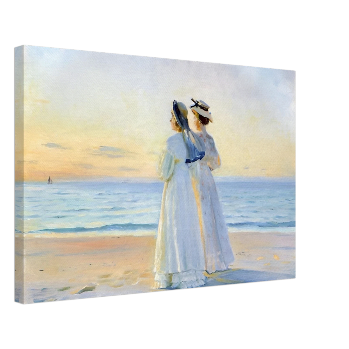 Marie Dinesen And Anna Bitch on Skagen Nordstrand by Michael Peter Ancher | Wall art Print - Canvas - 40x60 cm / 16x24″ - 