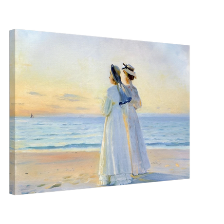 Marie Dinesen And Anna Bitch on Skagen Nordstrand by Michael Peter Ancher | Wall art Print - Canvas - 40x60 cm / 16x24″ - 