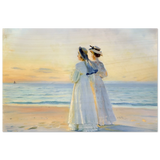 Marie Dinesen And Anna Bitch on Skagen Nordstrand by Michael Peter Ancher | Wall art Print - Wood Prints - 60x90 cm / 24x36″ - 