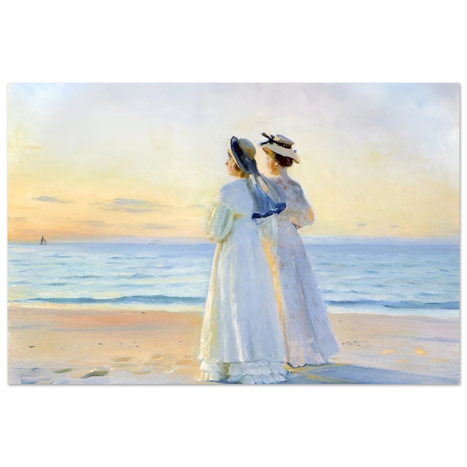 Marie Dinesen And Anna Bitch on Skagen Nordstrand by Michael Peter Ancher | Wall art Print - Fine Art Poster - 60x90 cm / 24x36″ - 