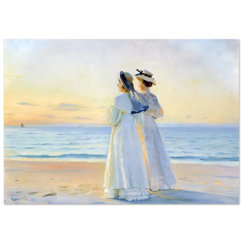 Marie Dinesen And Anna Bitch on Skagen Nordstrand by Michael Peter Ancher | Wall art Print - Fine Art Poster - 70x100 cm / 28x40″ - 