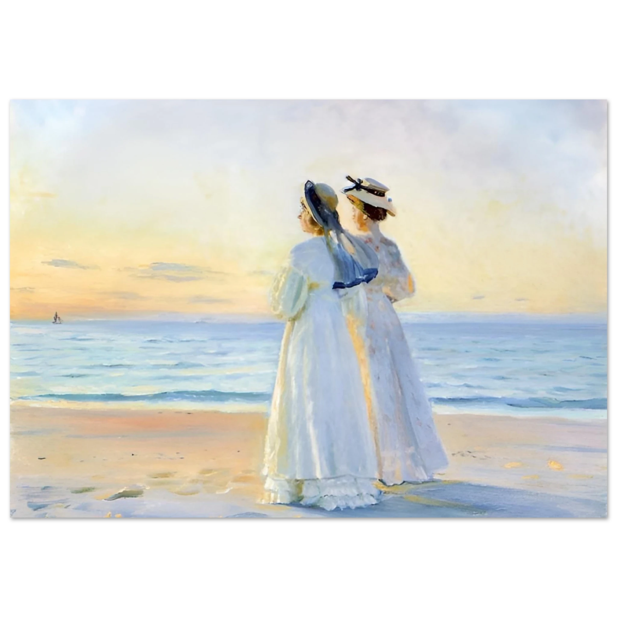 Marie Dinesen And Anna Bitch on Skagen Nordstrand by Michael Peter Ancher | Wall art Print - Fine Art Poster - 70x100 cm / 28x40″ - 