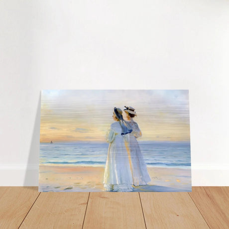 Marie Dinesen And Anna Bitch on Skagen Nordstrand by Michael Peter Ancher | Wall art Print - Brushed Aluminum Print - 20x30 cm / 8x12″ - 