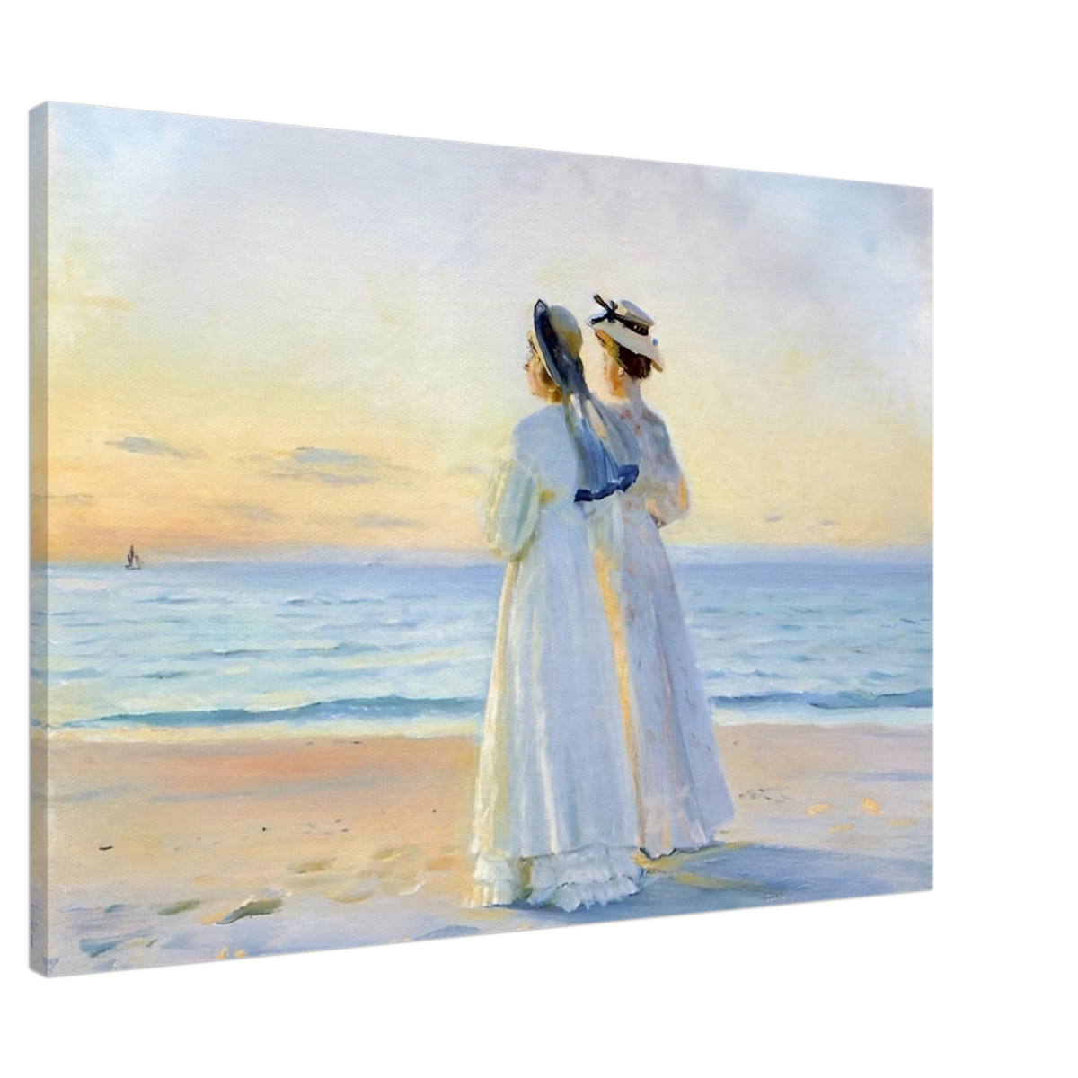 Marie Dinesen And Anna Bitch on Skagen Nordstrand by Michael Peter Ancher | Wall art Print - Canvas - 70x100 cm / 28x40″ - 