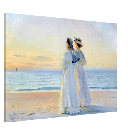 Marie Dinesen And Anna Bitch on Skagen Nordstrand by Michael Peter Ancher | Wall art Print - Canvas - 70x100 cm / 28x40″ - 