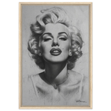 "Marilyn Monroe – Timeless Icon" – Black & White Glamour Portrait Wall Art Print - Framed Canvas - 50x75 cm / 20x30″ - Wood frame