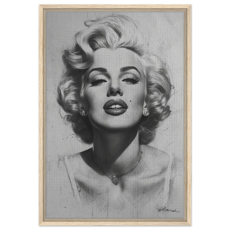 "Marilyn Monroe – Timeless Icon" – Black & White Glamour Portrait Wall Art Print - Framed Canvas - 50x75 cm / 20x30″ - Wood frame