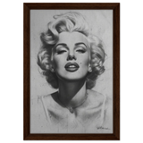 "Marilyn Monroe – Timeless Icon" – Black & White Glamour Portrait Wall Art Print - Framed Canvas - 30x45 cm / 12x18″ - Dark wood frame
