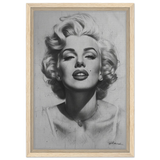 "Marilyn Monroe – Timeless Icon" – Black & White Glamour Portrait Wall Art Print - Framed Canvas - 30x45 cm / 12x18″ - Wood frame