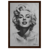 "Marilyn Monroe – Timeless Icon" – Black & White Glamour Portrait Wall Art Print - Framed Canvas - 40x60 cm / 16x24″ - Dark wood frame