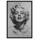 "Marilyn Monroe – Timeless Icon" – Black & White Glamour Portrait Wall Art Print - Framed Canvas - 60x90 cm / 24x36″ - Black frame