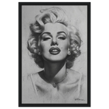 "Marilyn Monroe – Timeless Icon" – Black & White Glamour Portrait Wall Art Print - Framed Canvas - 50x75 cm / 20x30″ - Black frame