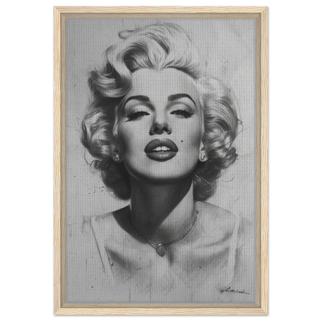 "Marilyn Monroe – Timeless Icon" – Black & White Glamour Portrait Wall Art Print - Framed Canvas - 40x60 cm / 16x24″ - Wood frame