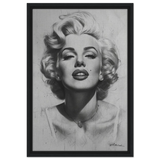 "Marilyn Monroe – Timeless Icon" – Black & White Glamour Portrait Wall Art Print - Framed Canvas - 40x60 cm / 16x24″ - Black frame