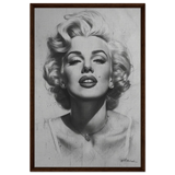 "Marilyn Monroe – Timeless Icon" – Black & White Glamour Portrait Wall Art Print - Framed Canvas - 60x90 cm / 24x36″ - Dark wood frame