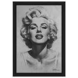 "Marilyn Monroe – Timeless Icon" – Black & White Glamour Portrait Wall Art Print - Framed Canvas - 30x45 cm / 12x18″ - Black frame