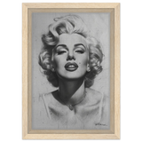 "Marilyn Monroe – Timeless Icon" – Black & White Glamour Portrait Wall Art Print - Framed Canvas - 20x30 cm / 8x12″ - Wood frame