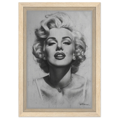 "Marilyn Monroe – Timeless Icon" – Black & White Glamour Portrait Wall Art Print - Framed Canvas - 20x30 cm / 8x12″ - Wood frame