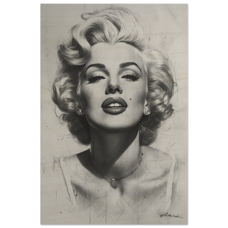 "Marilyn Monroe – Timeless Icon" – Black & White Glamour Portrait Wall Art Print - Wood Prints - 60x90 cm / 24x36″ - 