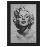 "Marilyn Monroe – Timeless Icon" – Black & White Glamour Portrait Wall Art Print - Framed Canvas - 20x30 cm / 8x12″ - Black frame
